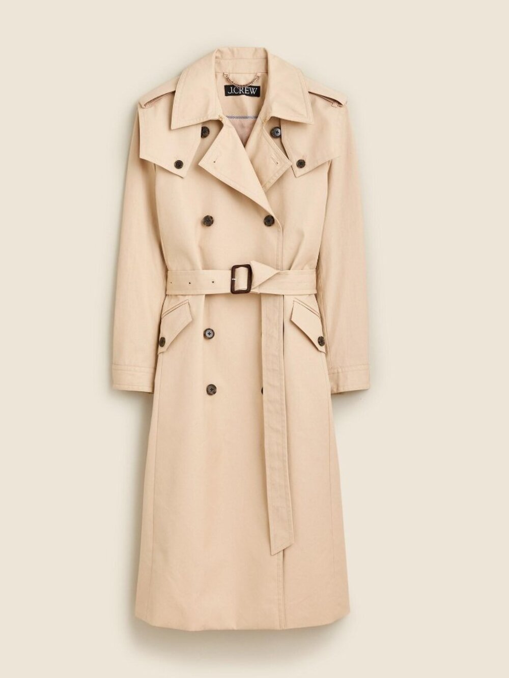 J.Crew Beige Double-Breasted Trench Coat